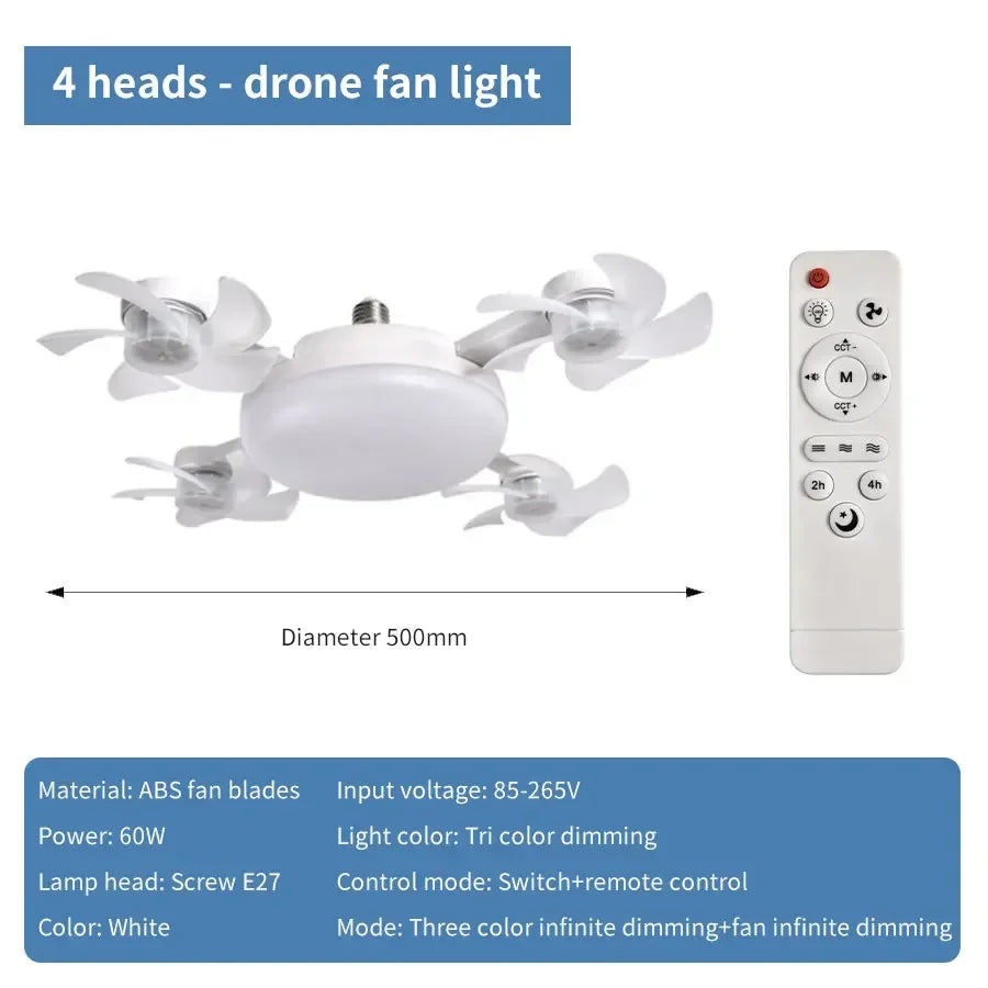 Drone Design 2-In-1 60W Ceiling Fan Light &ndash; Remote Control White