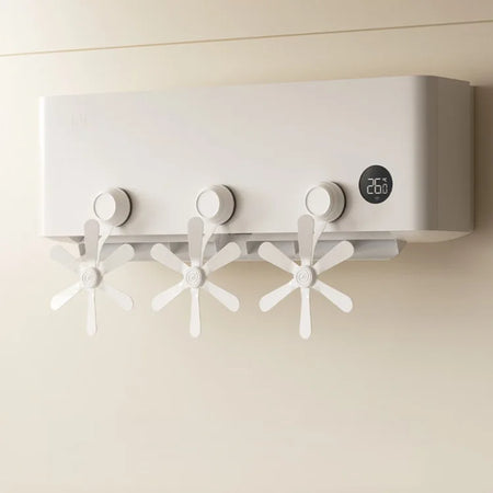 Suction Cup Wall Mounted Air Conditioning Fan - Windproof &amp; Adjustable Airflow White 3pcs