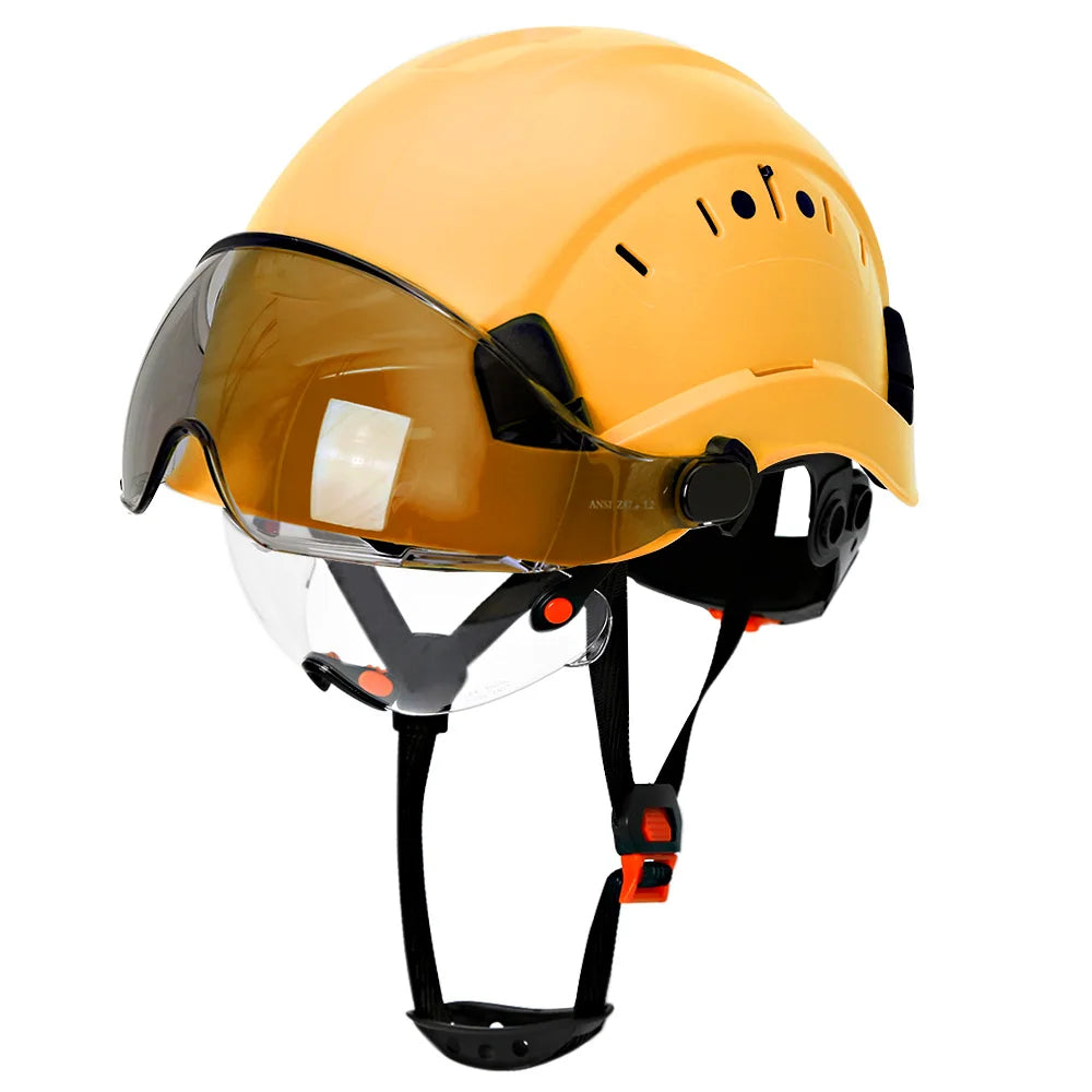 CE Safety Helmet With Double Goggles &ndash; Comfortable All Day Yellow A