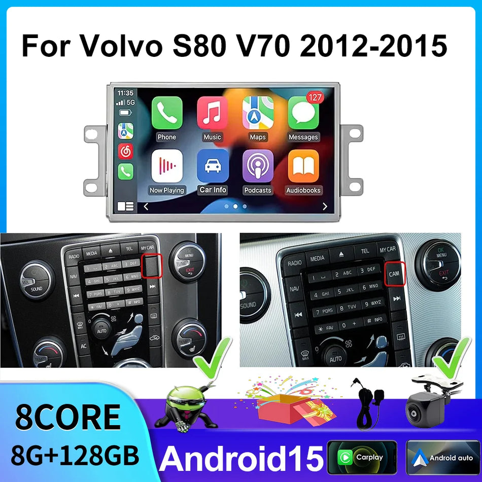 Univerzalni 7-inčni Double Din auto stereo radio Android uređaj s GPS-om i WiFi-jem za Volvo V70 XC70 S80 2012-2015