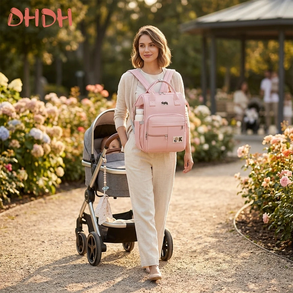 Premium wasserdichter Schwangerschaftsbeutel mit Organizer für Babybedarf, Rosa