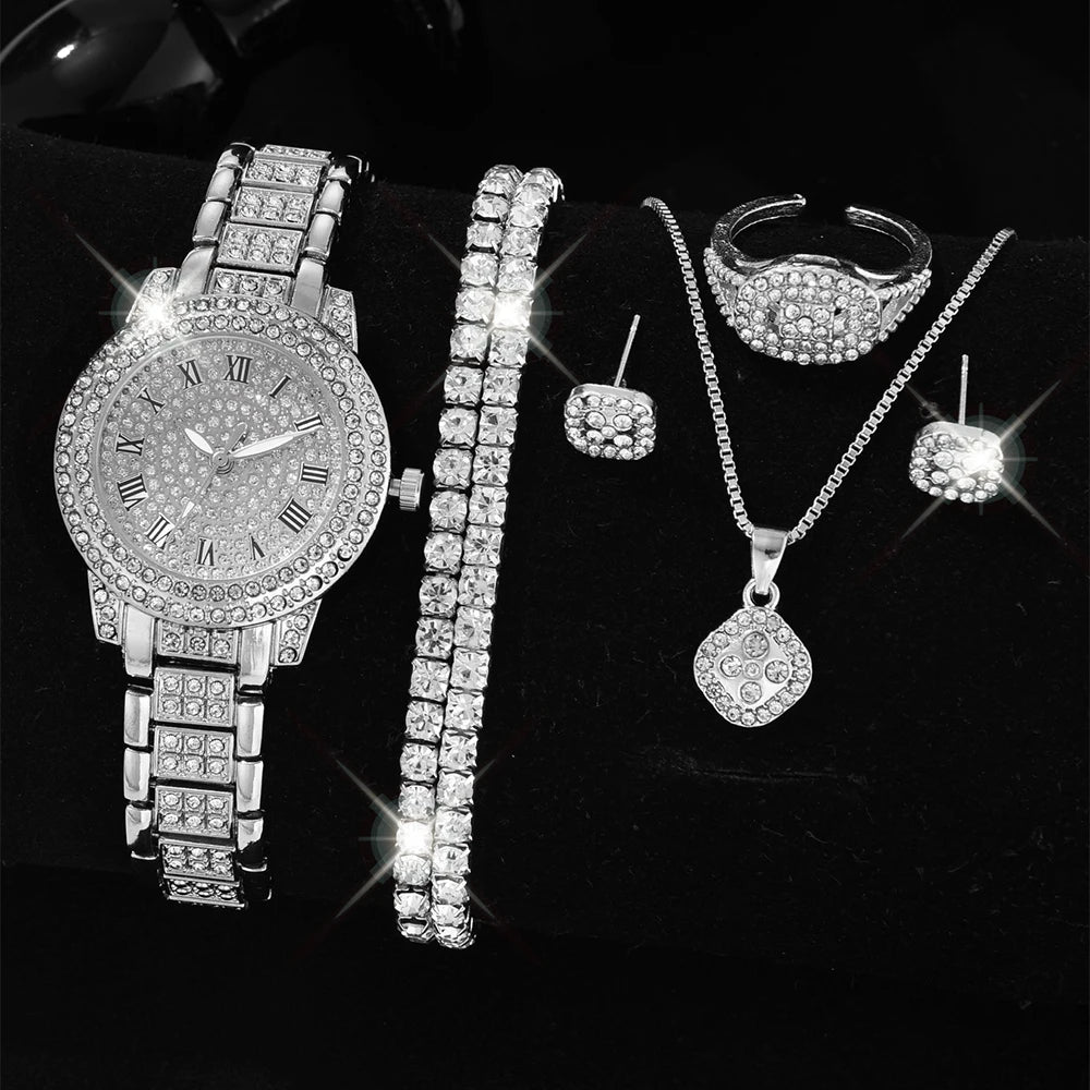 Elegant Gold Quartz Watch for Women with Diamond Accents Sliver A