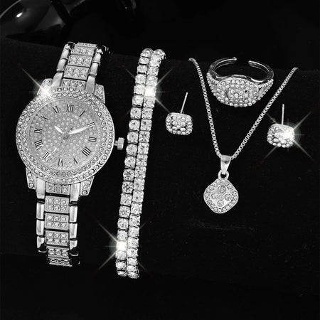 Elegant Gold Quartz Watch for Women with Diamond Accents Sliver A