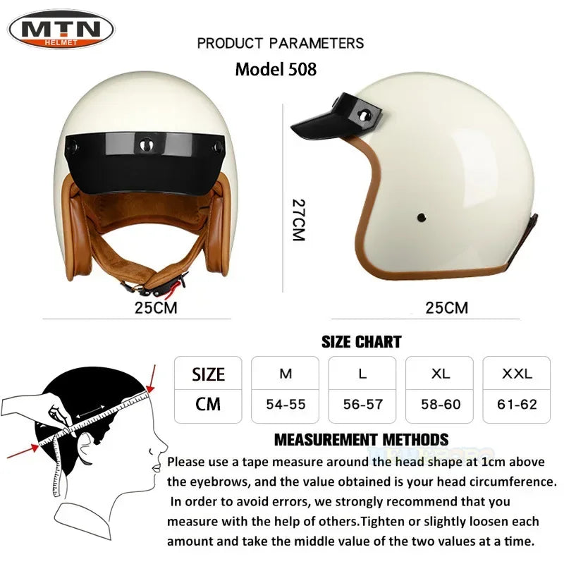 Vintage Open Face Motorcycle Helmet &ndash; Dot Certified Safety