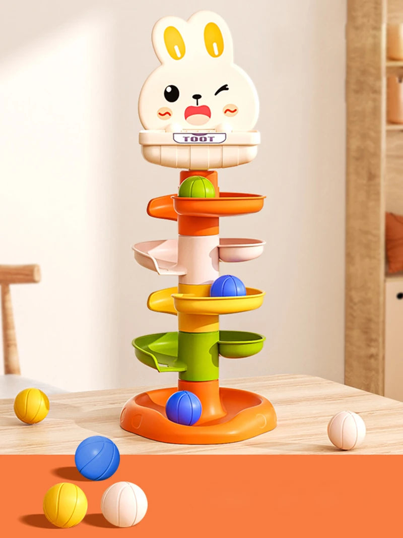 Montessori Toddler Stacking Tower &amp; Slide Ball Drop Educational Toy for Ages 1-3 XL09902