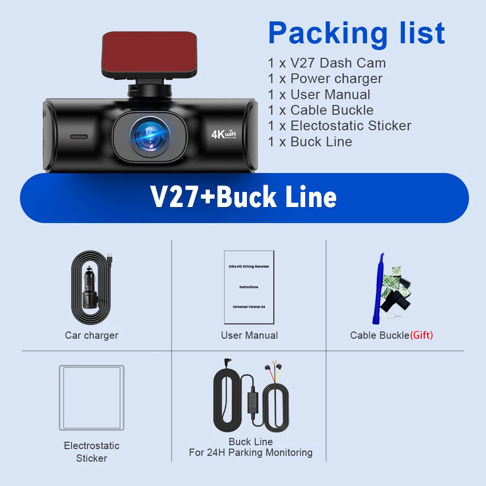 Soam 4K Full HD Dual Dash Camera V27-BL / 128G