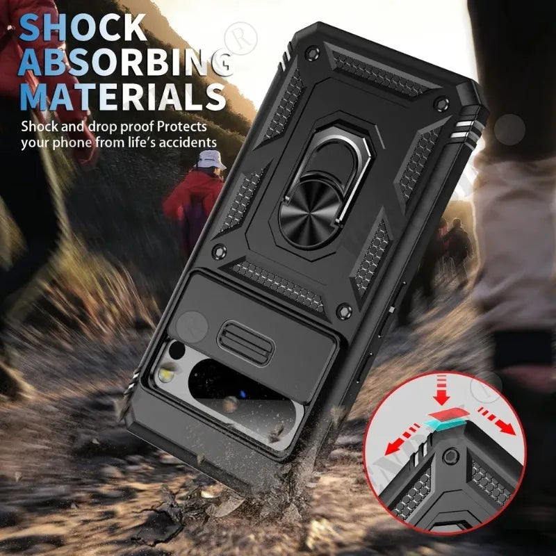 Heavy Duty Armor Case with 360 Degree Rotating Kickstand for Google Pixel 9A, 9, 8, 7 Pro, 8A, 7A, 6A - Shockproof Protective Cover