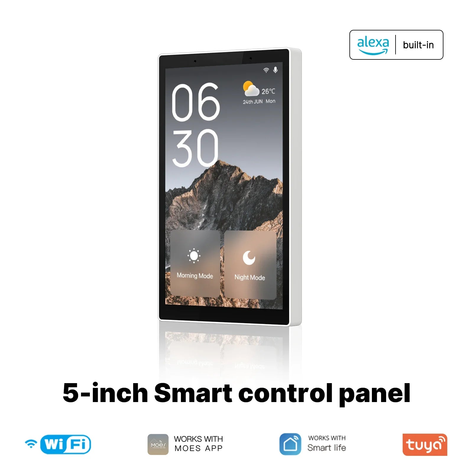 MOES Tuya Wifi Smart 5-inch Touch Screen US Center Control Panel Voice Control Alexa And ZigBee Gateway Built-in Scene Control US 5-inch panel