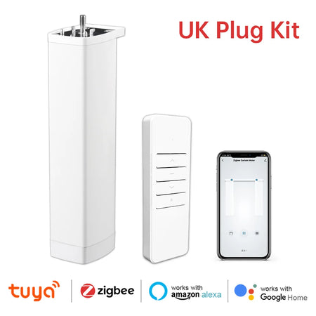 Smart Tuya Electric Curtain Motor with WiFi/Zigbee &amp; RF Remote UK PLUG (ZIGBEEI) / Motors and remote