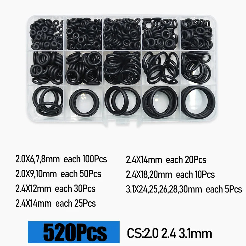 3230p Rubber O Ring Sealing Washer &ndash; Oil Resistant Durable Seal 520pcs / Metric