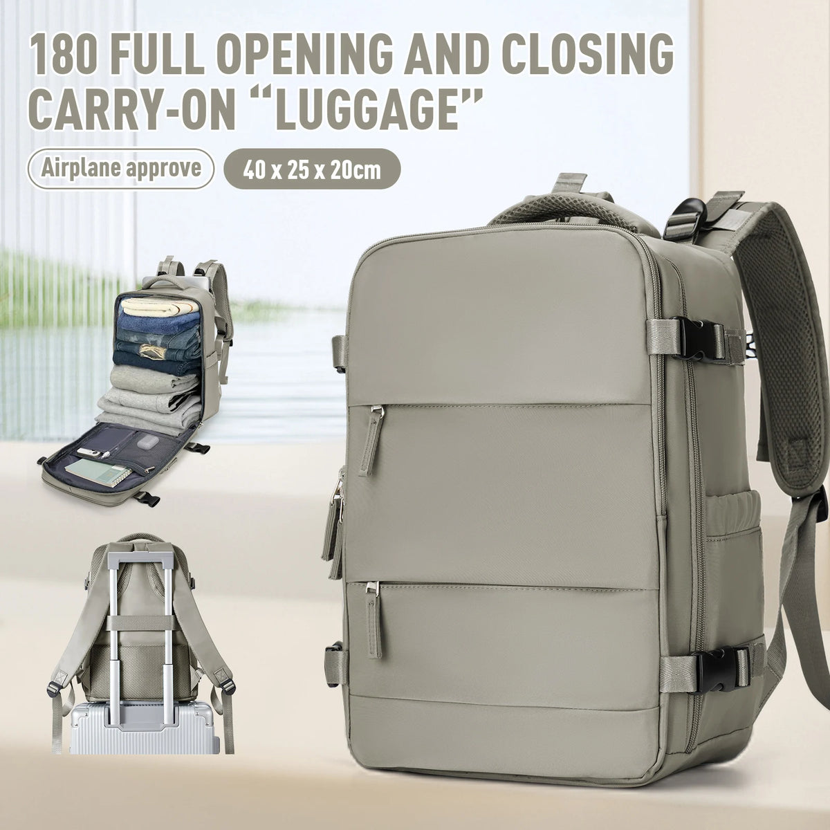 Anti Theft Cabin Travel Backpack &ndash; Ultra Lightweight Brown