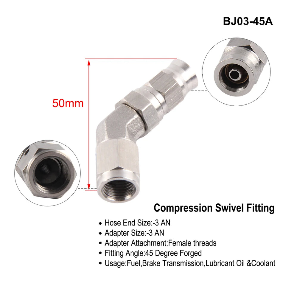 AN3 Motorcycle Hydraulic Brake Oil Hose Line Banjo Fitting M10x1 &ndash; Durable Stainless Steel Construction
