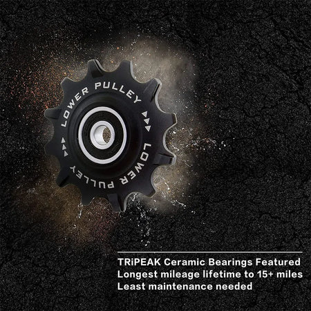 TRiPEAK 12T+12T Oversized Ceramic Steel Bearing Jockey Wheel Pulley Set &ndash; Durable High-Speed Performance for 10/11 Speed Gravel Rear Derailleur