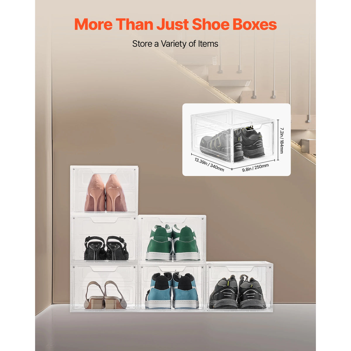 SucceBuy Clear Stackable Shoe Boxes &ndash; Magnetic Door
