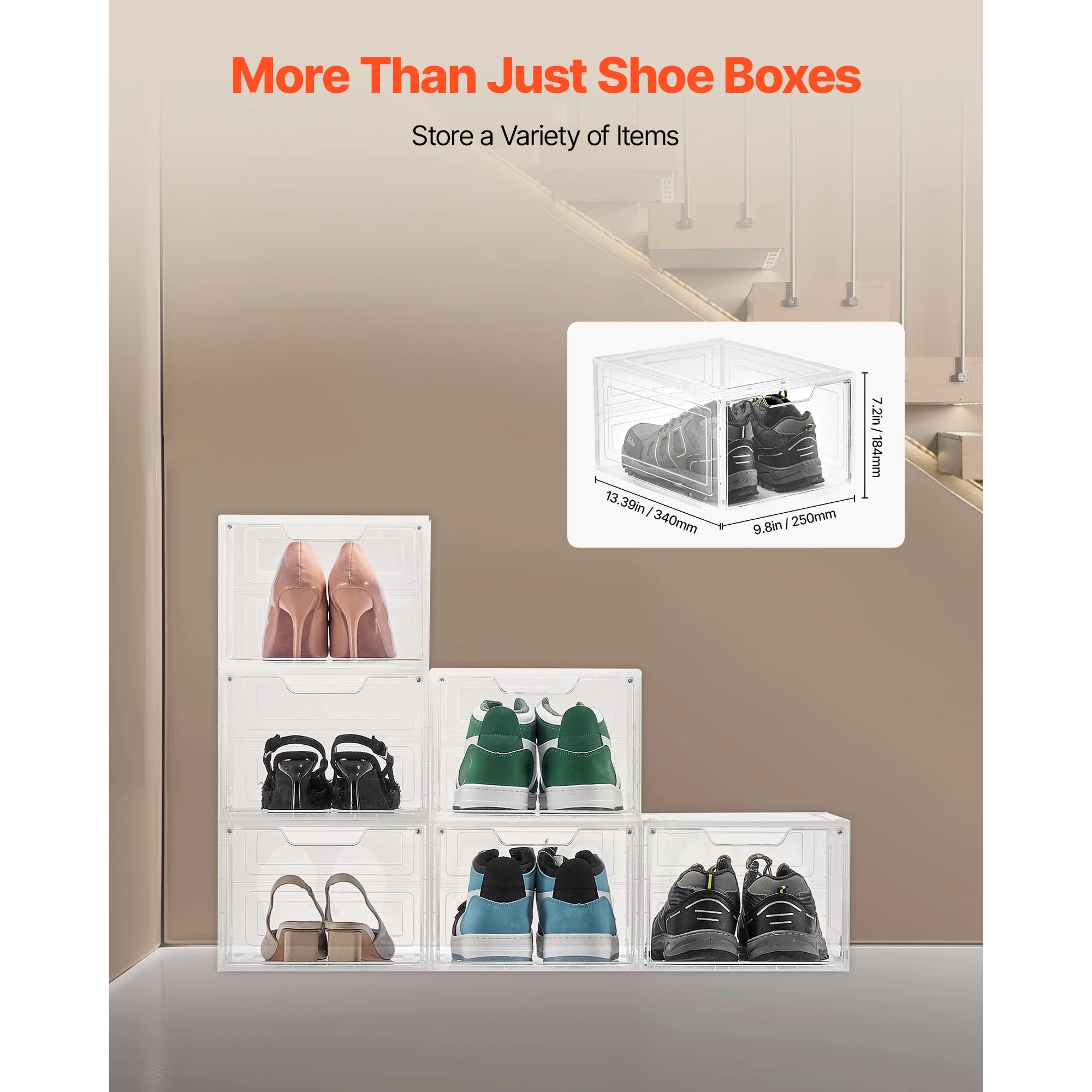 SucceBuy Clear Stackable Shoe Boxes &ndash; Magnetic Door