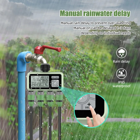 Automatic 4-Outlet Water Timer Controller for Efficient Garden Irrigation