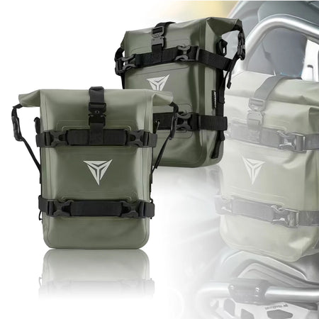 CSHWISDOW Motorcycle Frame Crash Bars Waterproof Bag &ndash; Durable Bumper Repair Tool Storage 2PCS Green