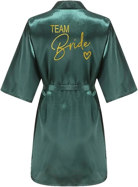 Team Bride Satin Robe - Elegant Silk &amp; Polyester Robe for Women