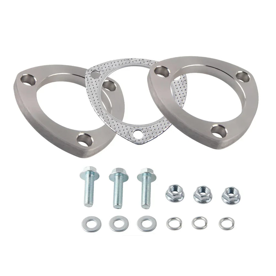 Stainless Steel Exhaust Flange With Gasket, 2/2.5/3 Inch, 3-Bolt