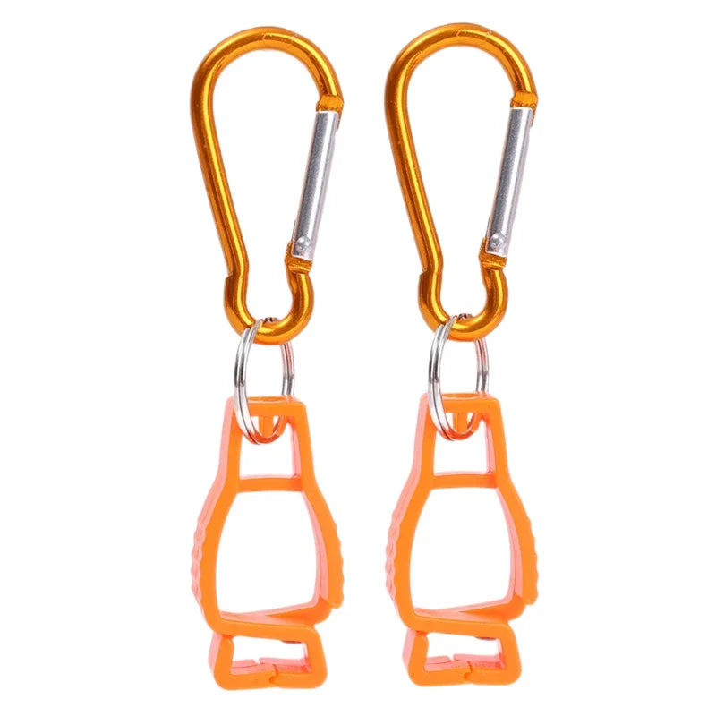 Glove Clip Hanger - Aluminium Alloy Safety Holder for Work Gloves Orange - 2pcs