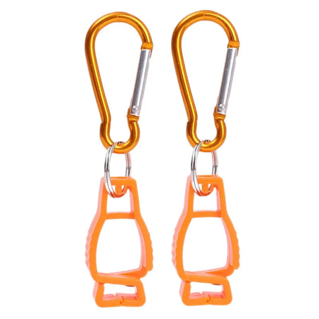Glove Clip Hanger - Aluminium Alloy Safety Holder for Work Gloves Orange - 2pcs