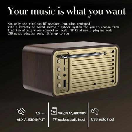 Nostalgic Bluetooth Speaker - Retro Classic Wooden Design