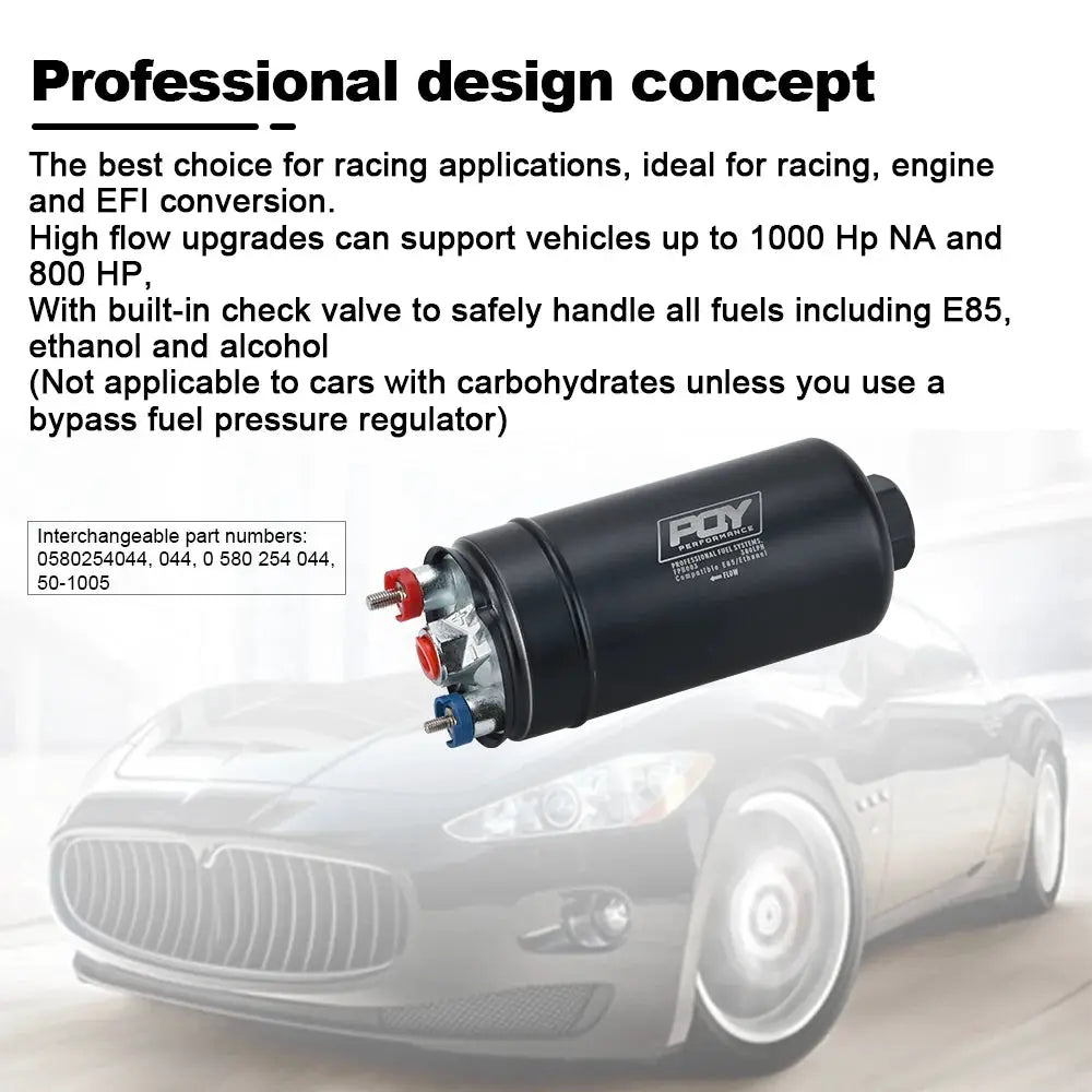 EFI 380LPH 1000HP TOP QUALITY External Fuel Pump E85 Compatible 044 Style New AN10 Inlet AN8 Outlet With Check Valve by InterCyprus Trading Ltd
