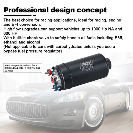 EFI 380LPH 1000HP TOP QUALITY External Fuel Pump E85 Compatible 044 Style New AN10 Inlet AN8 Outlet With Check Valve by InterCyprus Trading Ltd