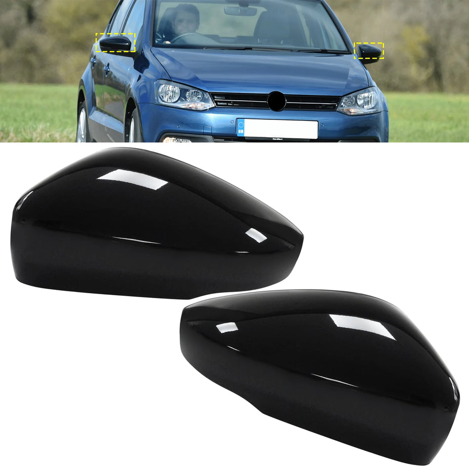 VW Polo 6R Außenspiegelabdeckungen, Hochglanz Schwarz, Direkter Ersatz