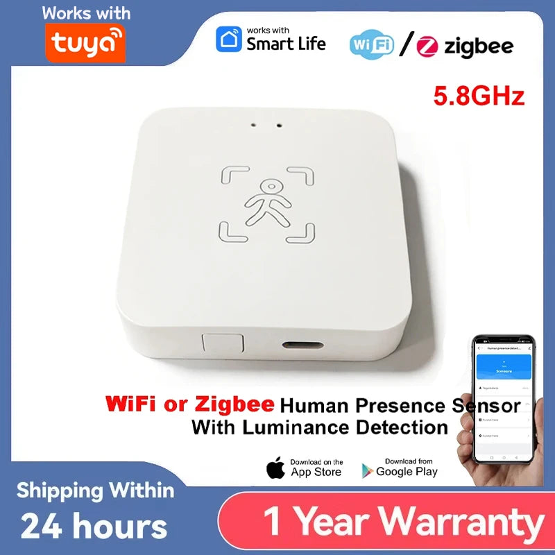 MmWave cilvēka klātbūtnes sensors, kas aizvieto PIR WiFi Zigbee Tuya viedajai mājai