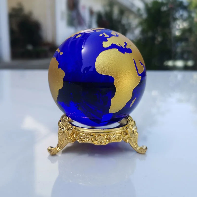 6cm Crystal Earth Ball with Base &ndash; Feng Shui Desk Decor