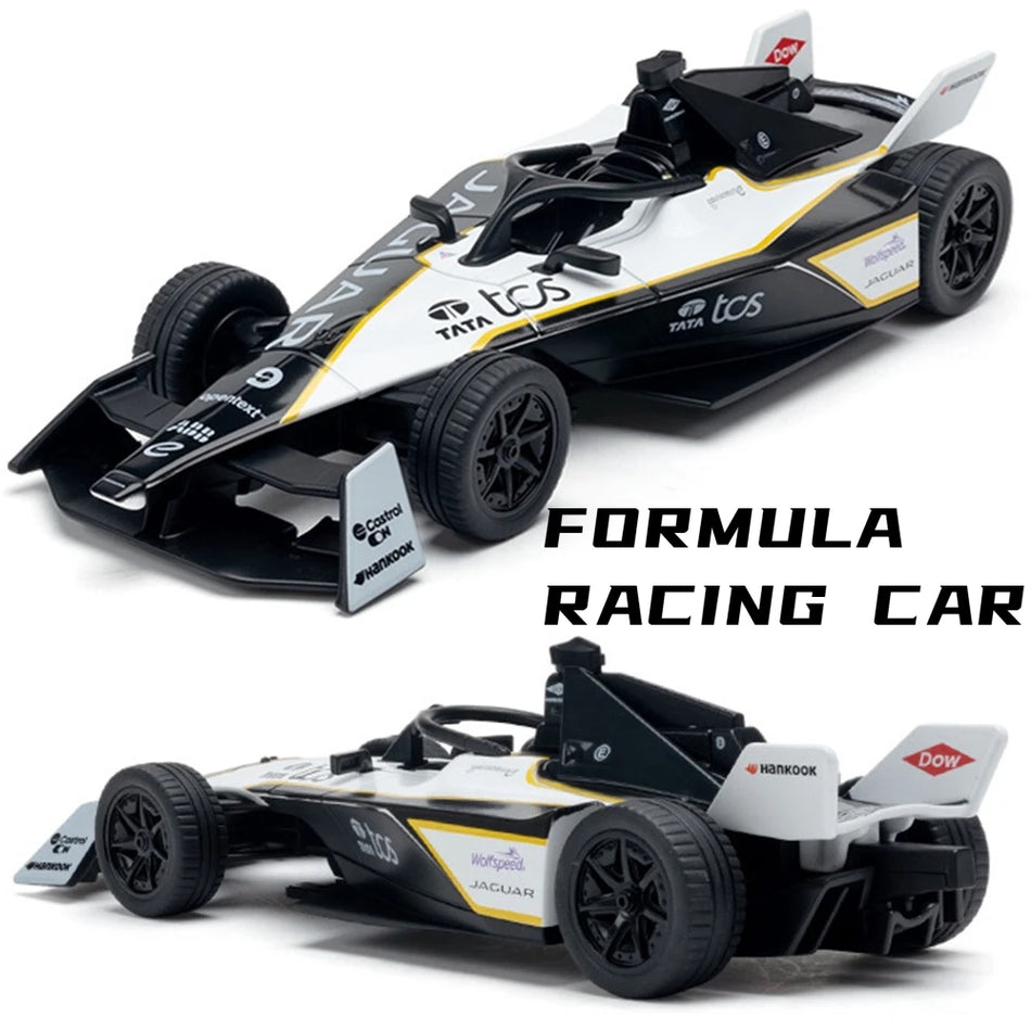 Mașină de jucărie Formula E la scară 1:32, caroserie din metal, mini racer durabil, cadou.