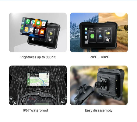 EKIY 5 Inch Portable Motorcycle Display &ndash; IPX7 Waterproof Wireless CarPlay and Android Auto