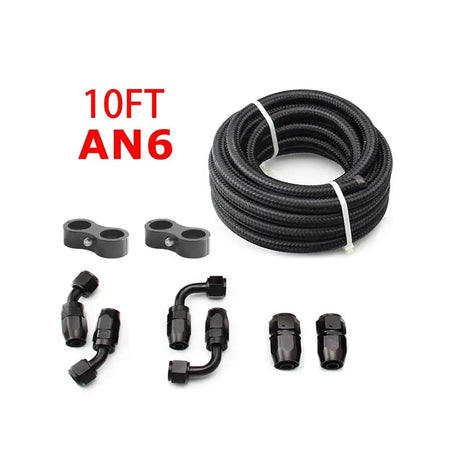 3M AN6/AN8/AN10 CPE Oil Fuel Fittings Hose End 0+45+90+180 Degree Oil Adaptor Kit AN6 Braided Oil Fuel Hose Line With Clamps by InterCyprus Trading Ltd