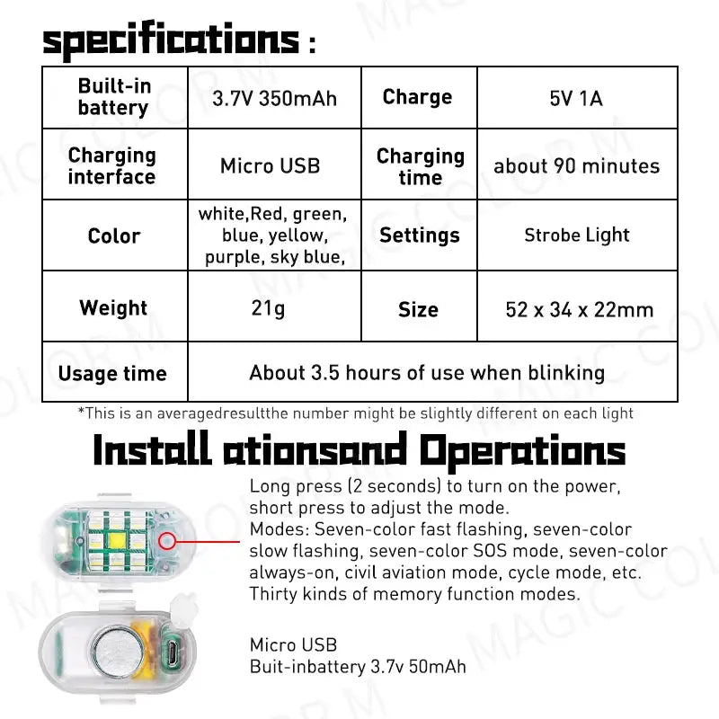 2PCS Wireless LED Strobe Light Remote Control Warning Lamp Flash Indicator Anti-collision For Car Auto Motorcycle Drone Cruise by InterCyprus Trading Ltd