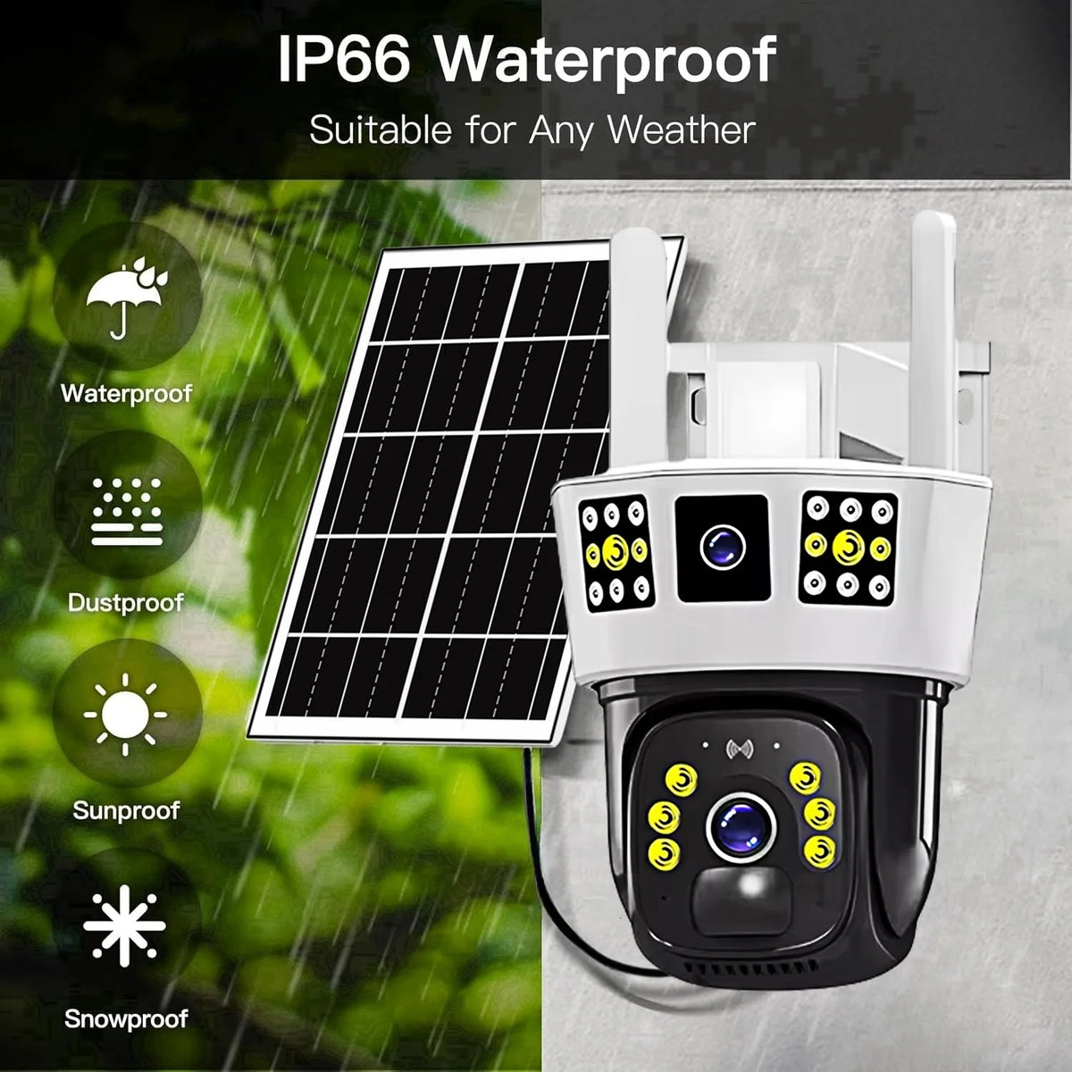 V380 Pro Outdoor Solar  Wifi Camera  with Night Vision CCTV PIR Human Detection Surveillance 12MP HD PTZ Home Security Monitor