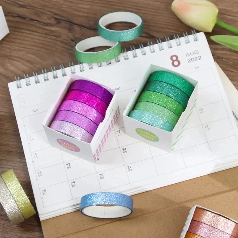 5Rolls Glitter Washi Tape Set &ndash; Great for Scrapbooking