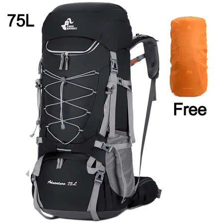 75L Camping Backpack With Rain Cover &ndash; Rain Cover Included Black