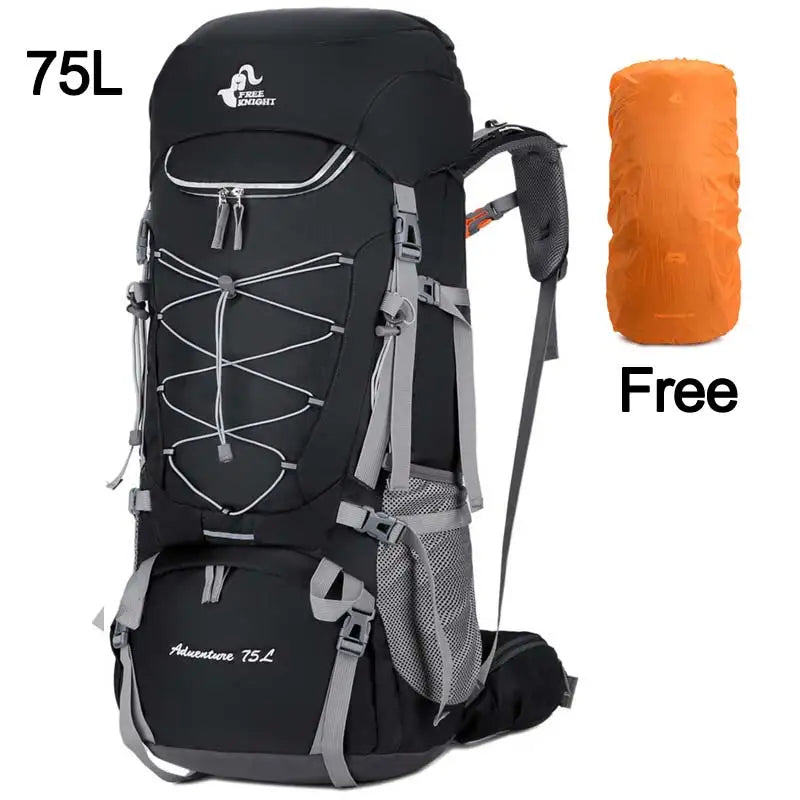 75L Camping Backpack &ndash; Rain Cover Included For All Weather Black