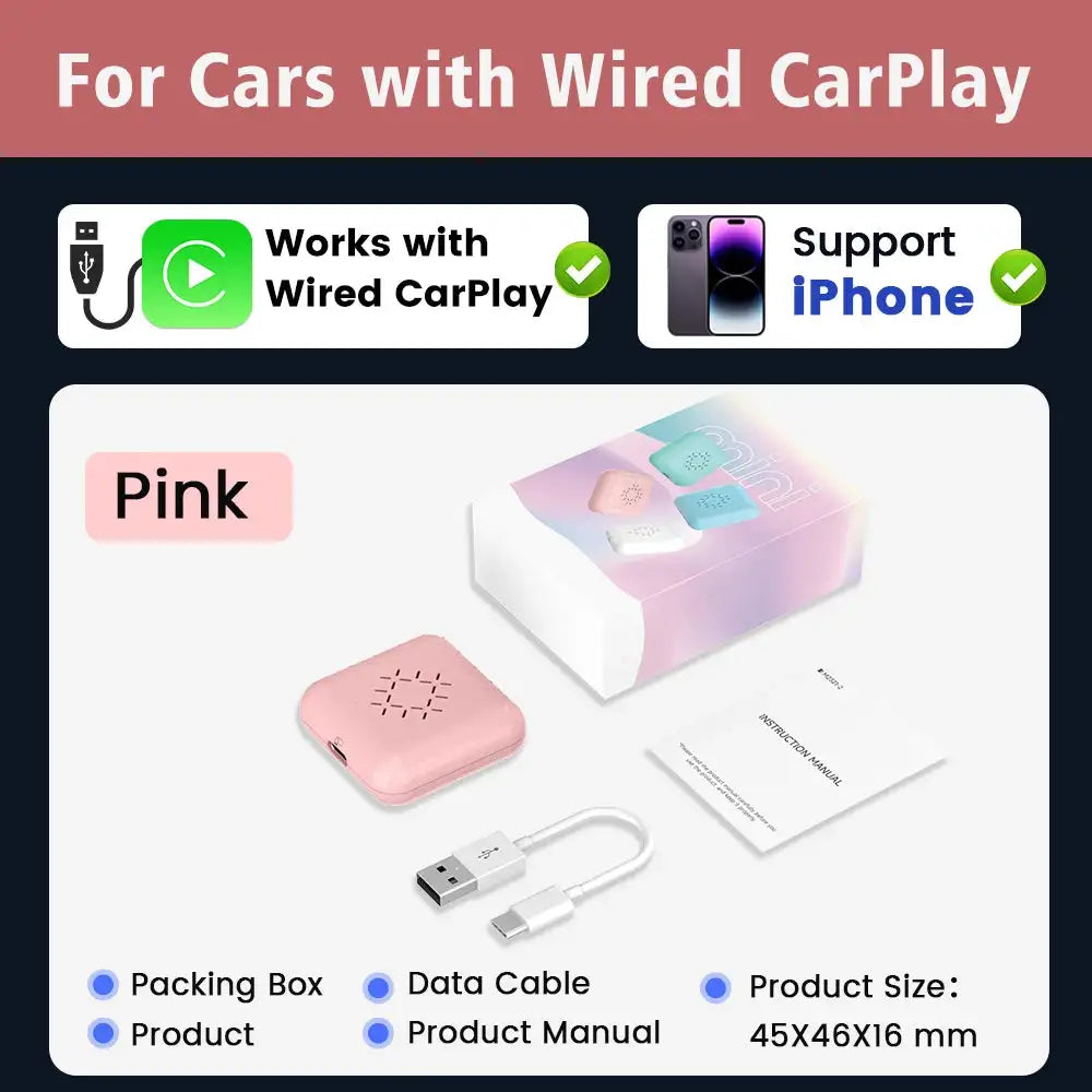 Carlinkit 3.0 Mini CarPlay Wireless Adapter Toyota Camry Mini3 Pink