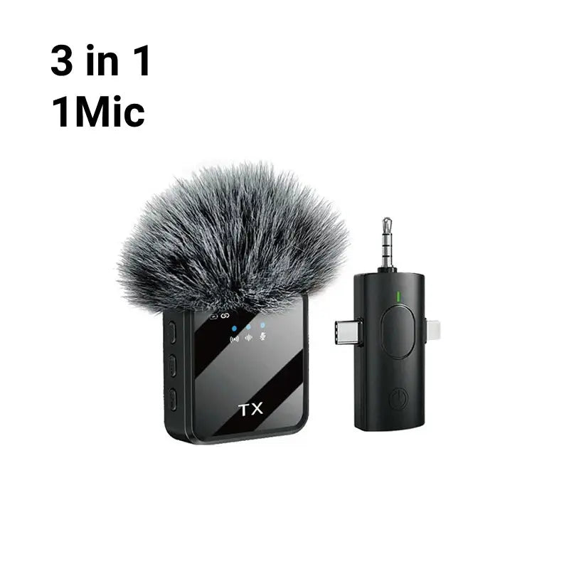 KEBIDUMEI 3 In 1/2 In 1 Wireless Lavalier Microphone For IPhone/Android For Interviews Vlog Noise Cancelling Mini Microphone by InterCyprus Trading Ltd