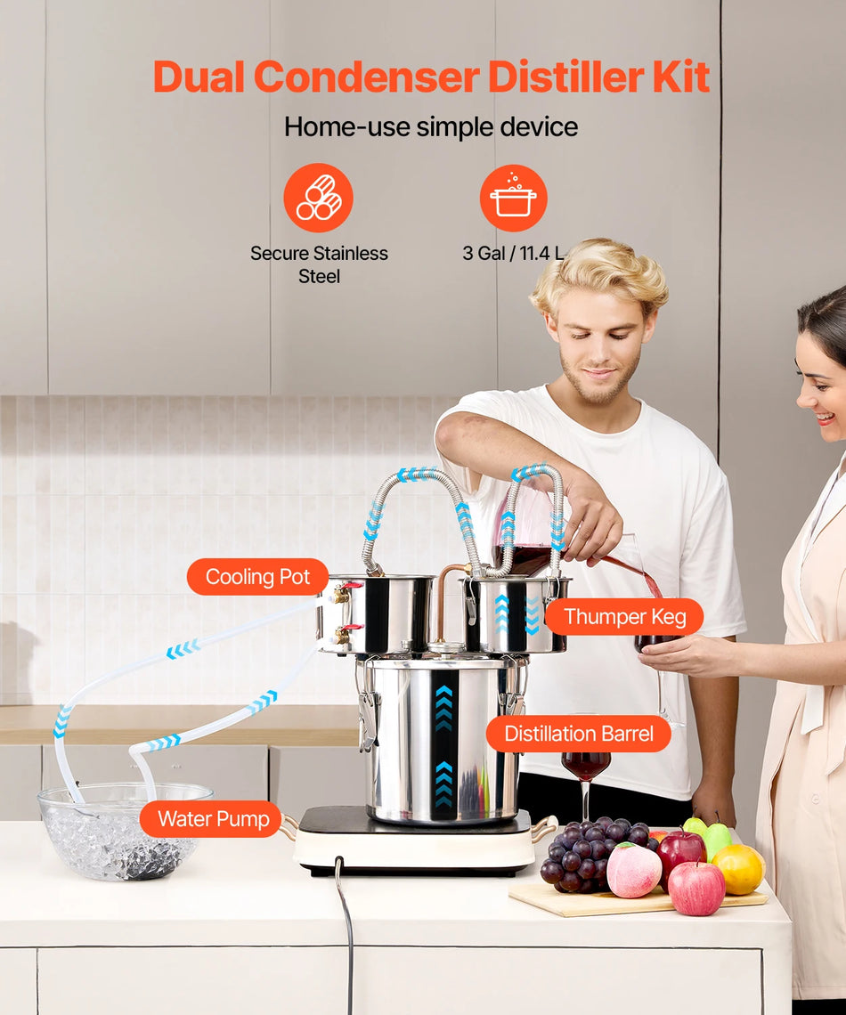 SucceBuy 3 5 8 Gal Stal nierdzewna Miedziana cewka destylatora