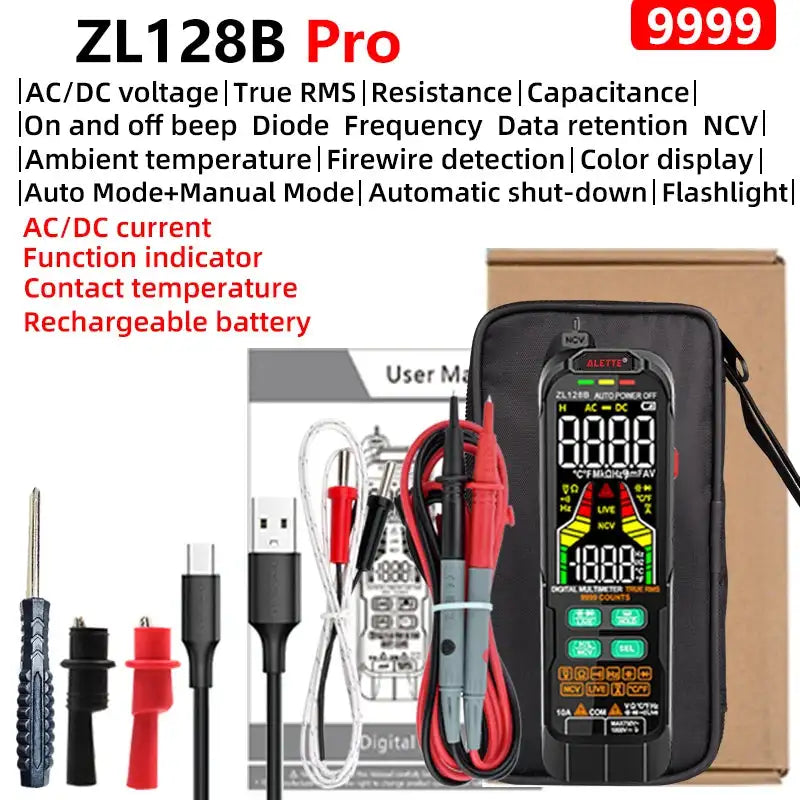 Professional Digital Multimeter 9999 TRMS LCD USB Tester ZL128B Pro