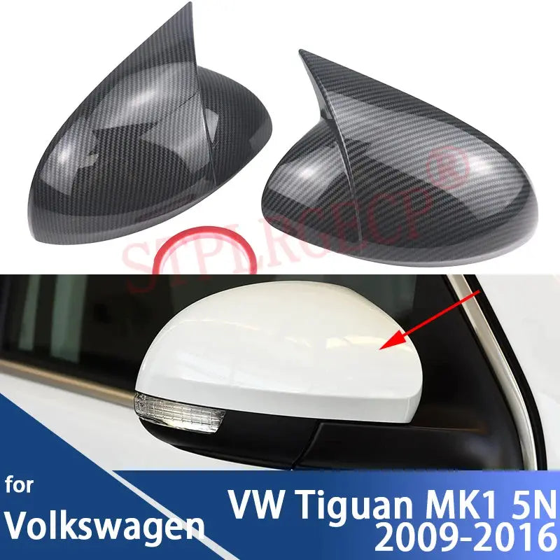 For Volkswagen VW Tiguan MK1 5N 2009-2013 2014 2015 2016 Rearview Side Wing Mirror Cover Cap Carbon Fiber Add-on M Style Shell by InterCyprus Trading Ltd