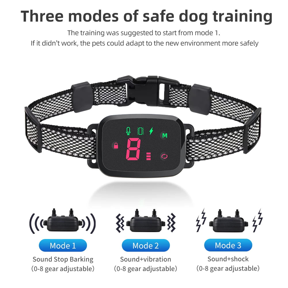 Smart Anti-Barking Dog Collar with HD Display and Waterproof Design