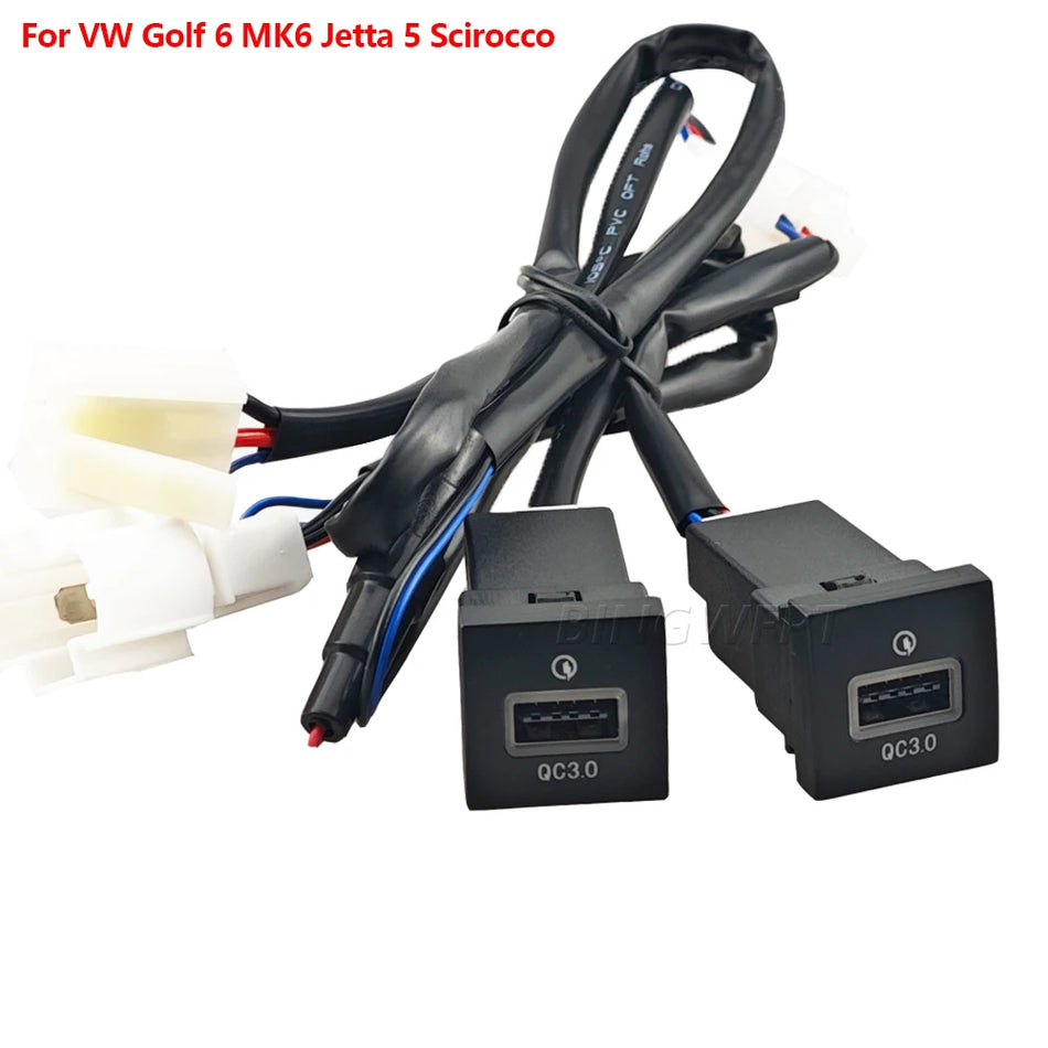 Încărcător auto USB PD QC3.0 pentru VW Golf 6 MK6 Jetta 5 Scirocco 2006-2012