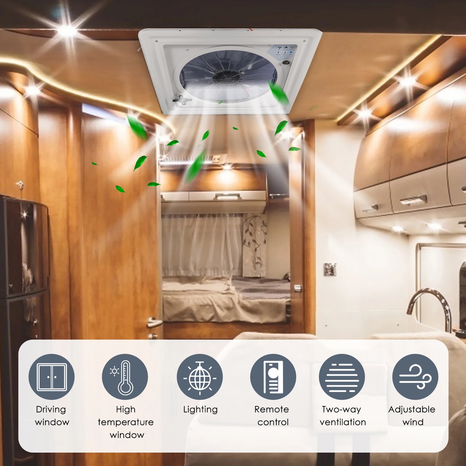 Electric Fansy Rv 3-speed Electric RV Roof Remote Control Ventilation Fan With Rain ...