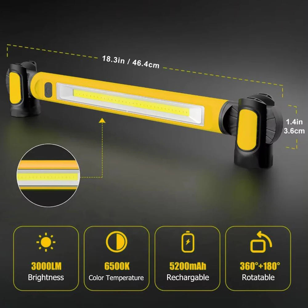 Super Bright Magnetic Work Light &ndash; Powerful 5200mAh Rechargeable Battery