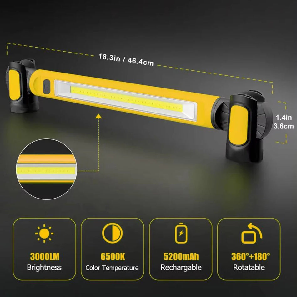 Super Bright Magnetic Work Light &ndash; Powerful 5200mAh Rechargeable Battery