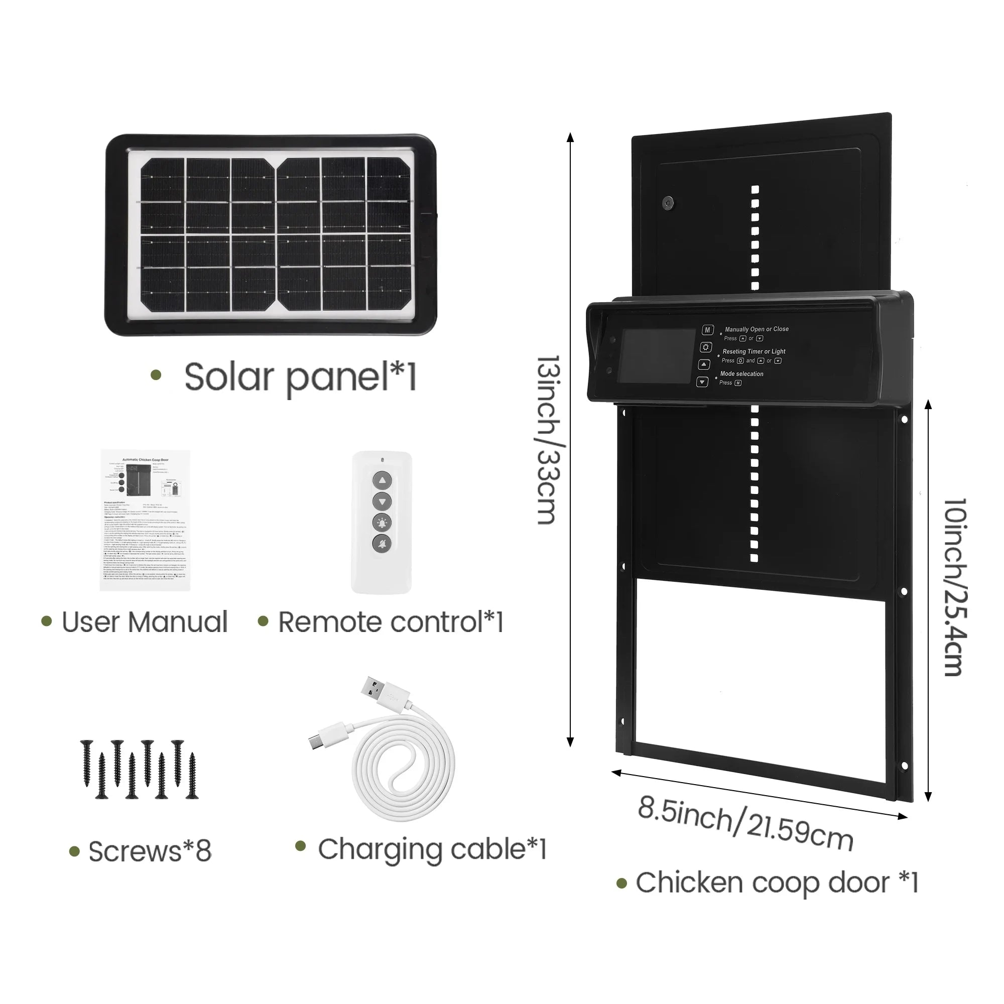Solar Automatic Chicken Coop Door &ndash; LCD Screen Auto Open Solar Version